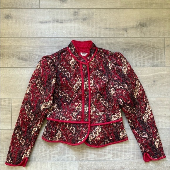 Free People Zoey Red Quilted Paisley Jacket Size M NWOT - Picture 2 of 6
